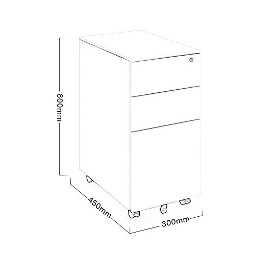 Office File Organizer 3 Drawer Metal Moving File Cabinet With Lock, Casters Fully Assembled, Home Open Storage Shelves (Color : A) #TOP1