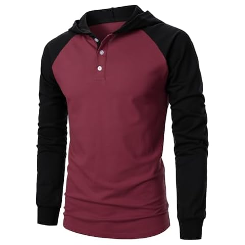 STTLZMC Men Long Sleeve Athletic Hoodie for Men Lightweight Cotton Casual Sport Pullover Hooded Sweatshirt T-Shirt Red M Cover