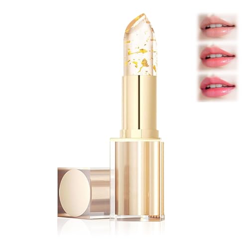 Temperaturänderung Lippenstift 24 Stunden Halt Gold Transparente Lip Balm Lippenpflege Wasserdichtes Langanhaltender Lipstick Farbverändernde Lippenbalsam Farbwechselnder Lippenstifte 2025 Neu 1pcs