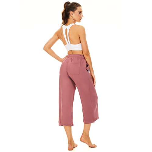 Sicvek Capri Pants For Women Loose Yoga Pants Wide Leg Casual Drawstring Comfy Capris Sweatpants Plus Size And Cropped Pants With Pockets #TOP5