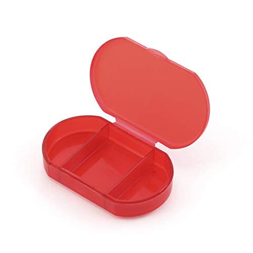 Pastillero Pequeño 3 Tomas- Caja para Medicamentos y Vitaminas con 3 Compartimentos - Ideal para Viajes y Uso Diario (Rojo)