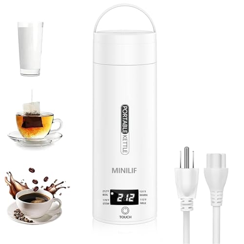 Travel Kettle Portable Electric Kettle, Small Mini Tea Coffee Kettle Water Boiler With 4 Variable Settings, 316 Stainless Steel, Fast Boiling Water with Auto Shut-Off & Boil Dry Protection