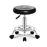 Tabouret hydraulique réglable en hauteur - Modification rapide de 47 cm à 62 cm, le siège peut pivoter à 360 degrés, cylindre de levage hydraulique testé et certifié SGS for un fonctionnement sûr et fluide. tabourets de bureau tabouret avec dossier, tabouret de massage