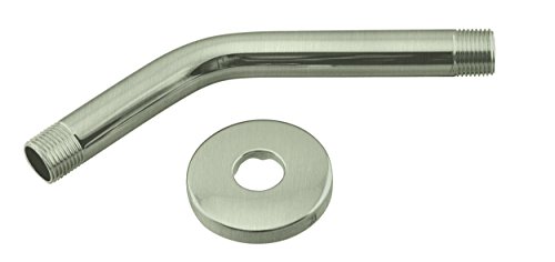 Westbrass D301-1-07 1/2" IPS x 8" Wall Mount Shower Arm with Sure Grip Flange, Satin Nickel