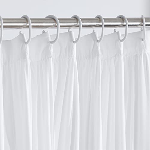 Brhf Ruffled Fabric Farmhouse Shower Curtain, White Frilly Feminine Bathroom Curtain With 3 Rows Of Handmade Butterfly Flowers, Elegant Cloth Bath Curtain For Bathroom Decor, 1 Piece 72"X72" #TOP3