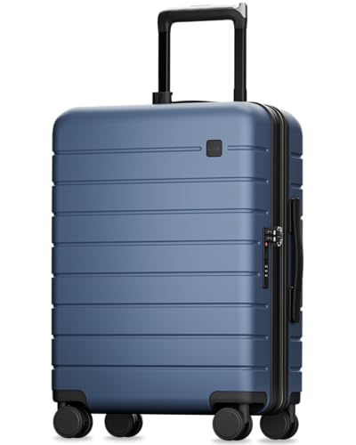 Image of LUGGEX Carry On Luggage 22x14x9 Airline Approved,HUP3 Accelerate Access with DiHook, Handy Pouch, 20 inch Expandable Hard Shell Suitcases with Spinner Wheels (EX-Enhance,Nautical Blue,20 Inch,37L-41L)