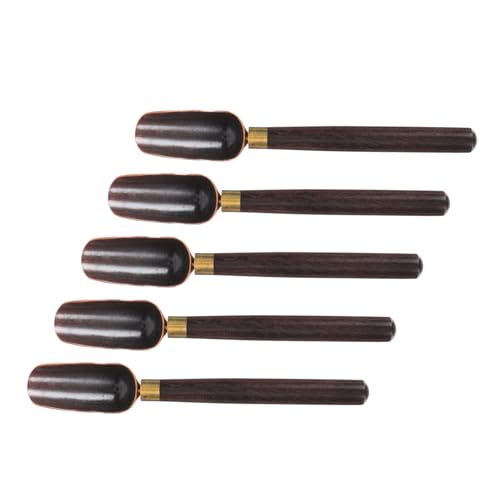 Unomor Portable Tea Spoon Set Decorative Black Tea Spoons Copper Accessory for Home Hotel