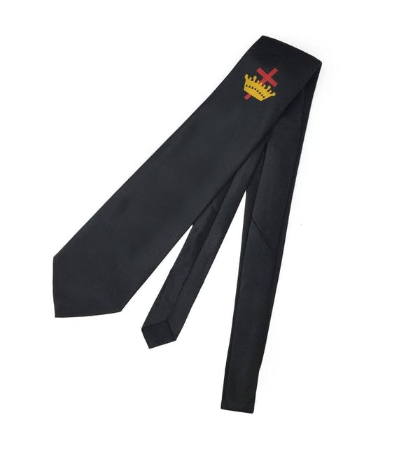 Knights Templar Commandery Necktie - Black Knights Templar Commandery Machine Embroidery