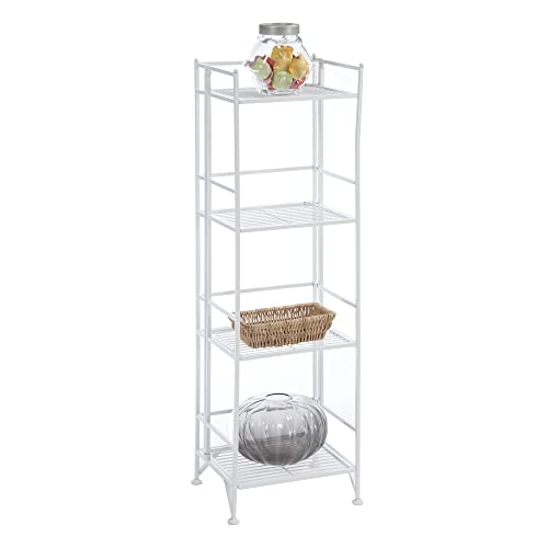 Image of Convenience Concepts Xtra Storage 4 Tier Folding Metal Shelf, White