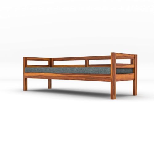 Image of ONIJA Solid Sheesham Wood 3 Seater Sofa Cum Diwan Couch Bed for Living Room Bedroom Furniture Three Seater Sofa Wooden Diwan Sofa Settee for Home, Hall, and Office (Natural Teak Finish)