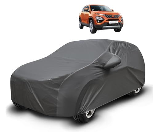 Image of Auto Hub Waterproof Car Cover Compatible with Tata Harrier with Mirror Pockets, Soft Cotton Lining, Harrier Car Cover Waterproof, Grey