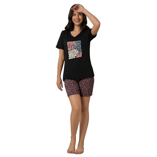 Image of Amante Womens Pink Cherry Printed Relaxed Fit Sleep Shorts