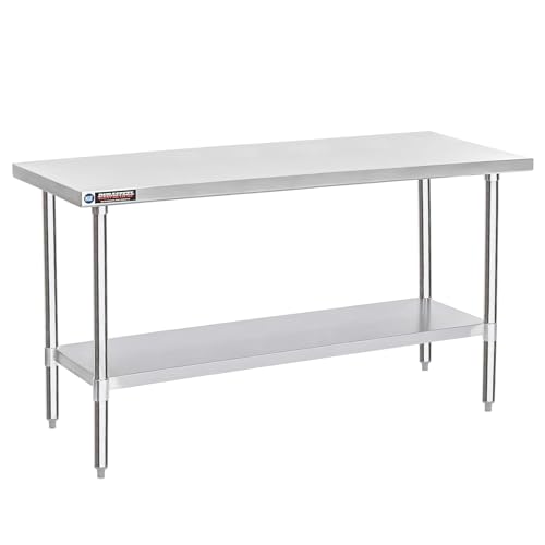 Image of DuraSteel 24x72 Stainless Steel Work Table - NSF Commercial Prep Metal Table - Outdoor Pizza Oven Stand w /Under Shelf - Kitchen Island Laundry Utility Garage Microwave Stand Rolling Storage Cart Vevo