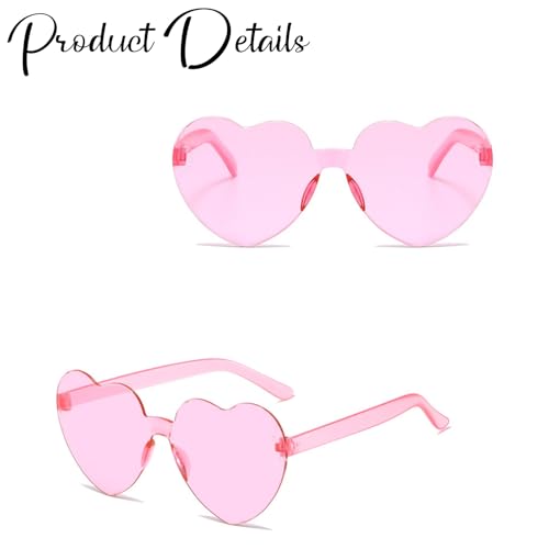 REHALY Valentine's Day Gifts - 16pcs Heart Shaped Rimless Sunglasses in Colorful Pink and Blue3