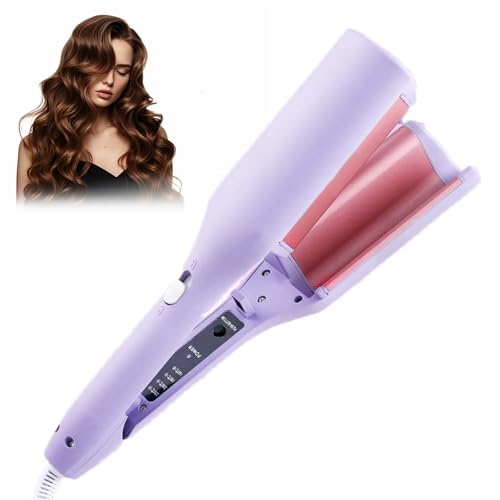 32MM Piastra Onde per Capelli Ferro Arricciacapelli 2 Botti Piastra Beach Waves Piastra Capelli Onde Calore Rapido 160°C/180°C/200°C/220°C Ferro per Capelli Onde per Capelli Lunghi e Corti