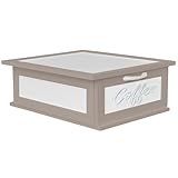 PARAMAISON Portacialde in Legno | Cassetto Porta Capsule per Nespresso, Dolce Gusto o Lavazza | Organizer per Caffè, Tè e Tisane | Design Plexi Caffè Tortora