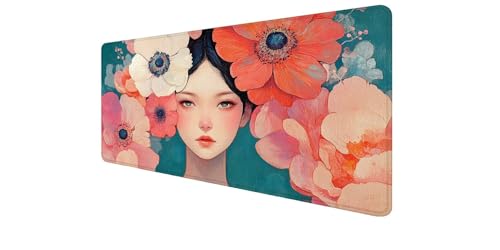 Tapis de souris fleur XXL tapis de bureau floral design pour décorer votre coin télétravail PC
