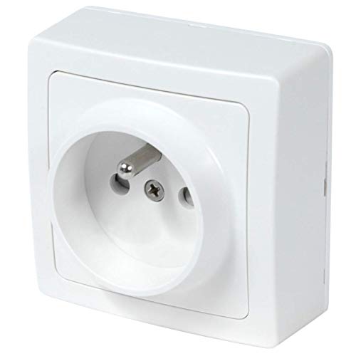 DEBFLEX - Blok - Prise Electrique Murale Complète - Prise Murale Idéale Rénovation - Installation En Saillie - Blanche - 70 x 70 x 39,6 mm