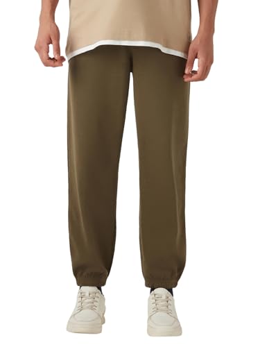 Image of Bewakoof Men's Solid Oversized Fit Cotton Joggers