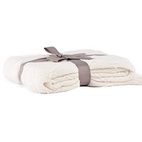 Battilo Home Knit Diamond Pattern Decorative Throw Blanket 50