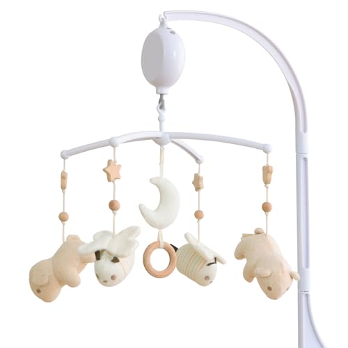 Image of Crib Mobile 35 Lullaby Music, Cotton Baby Mobiles for Cribs & Pack N Play, Easy to Install, Stuffed Animals Hanging Toys Newborn Boys & Girls, Bear