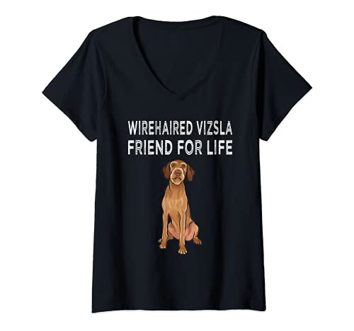 Womens Wirehaired Vizsla Friend For Life Dog Friendship V-Neck T-Shirt, Black