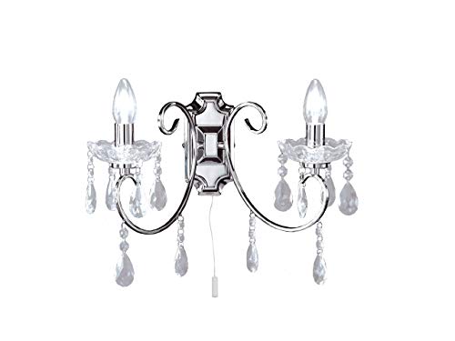 Wofi 4225.02.01.0000 Arizona - Aplique de pared (2 focos, 31 x 40 cm), color cromado