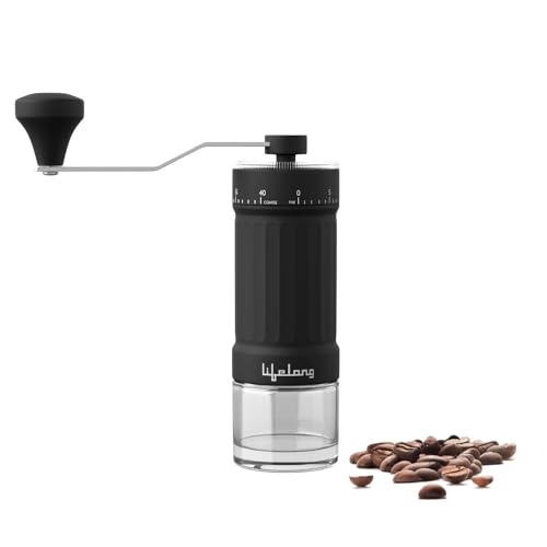 Lifelong Manual Coffee Grinder | Adjustable Ceramic Burr Grinder for Precision Brewing|Fine, Medium & Coarse Grind |Hand Coffee Bean Grinder for Espresso, French Press, Cold Brew & Travel-Friendly Use