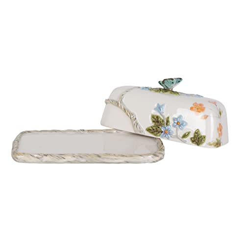 Fitz-and-Floyd-Butterfly-Fields-Covered-Butter-Dish-775-InchBlue Fitz and Floyd Butterfly Fields Covered Butter Dish 775 InchBlue