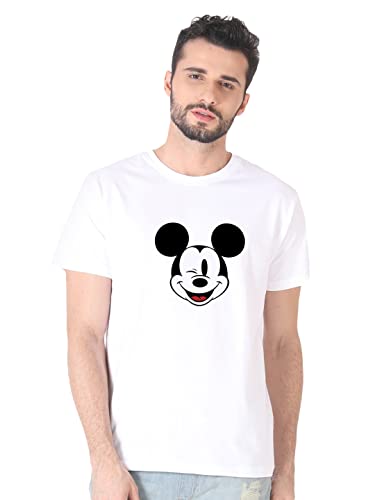 Image of Bewakoof Men's Mickey 100% Cotton T-Shirt - Regular Fit, Round Neck, Half Sleeves