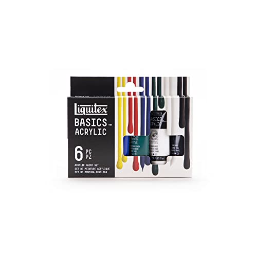 Liquitex Acrylic Basics Set of 6 x 22 ml Colours, Acrylic Paint Set - Image 3