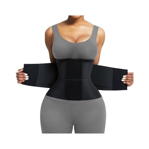 FeelinGirl Neoprene Perspiring Workout Waist Trainer Corset Trimmer Belt for Women Weight Slimming Black M