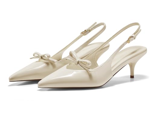 Image of Coutgo Womens Slingback Kitten Heels Bow Pointed Toe Wedding Dress Shoes | 2-Inch Low Heel Pumps, Comfort, Closed Toe, Adjustable Buckle Strap, Slip on, Party Prom