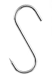 10x S-Haken Fleischerhaken 12 cm - Absolut rostfreies Edelstahl - Räucherhaken einseitig gespitzt