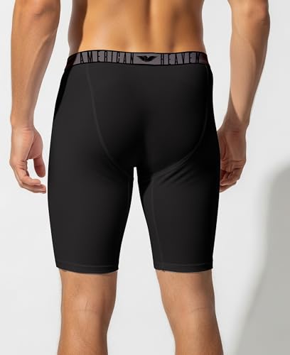 AMERICAN HEAVEN Men's Knee Length Boxer Briefs | Ultra Soft -Stretch Base Layer Boxer Brief with Fly-Pack of 63
