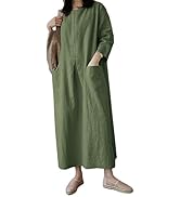 [Ｍｉｎｅｓａｍ] 綿麻 ワンピース レディース 秋 リネン ワンピース 長袖 マキシワンピース 体型カバー ロング丈 ワンピース 春秋