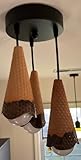 Ice Cream Cone Pendant Light Fixture, Waffle Cone Design, Ceramic Handmade one of a Kind Restaurant Decor