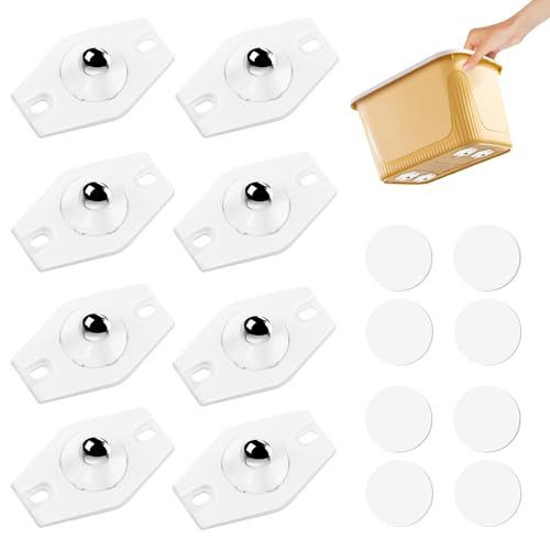 Flintronic Rotelle a Sfera per Mobili, 8 Pezzi Ruote per Mobili Pesanti,Ruote a Sfera Trasferimento di Cuscinetto,Rotelle per Mobili Trasmissione, per Carrello PortabagaglMobili Pesanti -Bianco