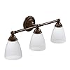 Moen YB2263ORB Brantford 3-Light Dual-Mount Bath Bathroom Vanity Fixture with Frosted Glass, Oil-Rubbed Bronze, 9.60 x…
