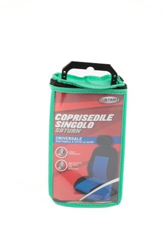 Start Coprisedile Singolo Anteriore Auto Stretch Nero/Blu Universale Protezione Sedile Poliestere - 2