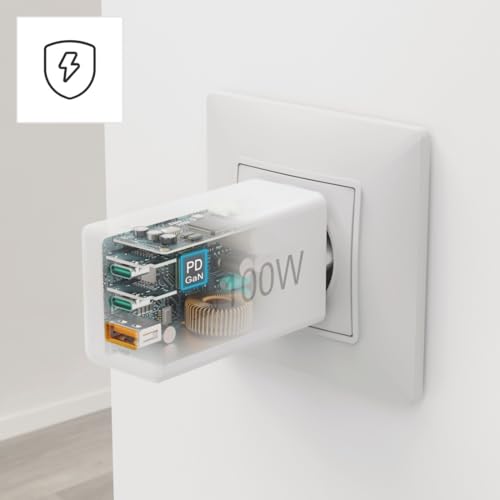 Hama Ładowarka sieciowa 2x USB C 1x USB A 100 W mini (mała, kompaktowa, USB typ C, szybka, Power Delivery, fast charge, do ładowania telefonu) biała