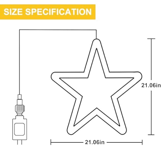 DBFAIRY 19.68 Star Outdoor Christmas Lights, 40 LEDs Christmas Light Up Star with Timer, Hanging Big Star Window Lights Mains Powered for Xmas New Year Holiday Wedding Party Decor, Warm White