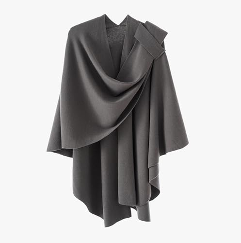 Womens Cross Front Poncho Sweater Wrap Topper Knitted Elegant Shawls Cape for Fall Winter2