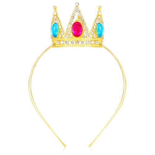 VELSCRUN Princess Tiara Peach Crown for Women Girls Red Blue Princess Halloween Cosplay Headband Queen Crown Tiaras Metal Birthday Prom Wedding Party Hair Accessories C