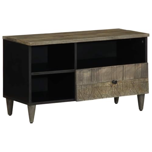 Mimdixy Mueble de TV de madera, 80 x 33 x 46 cm, madera maciza de mango, aparador para salón, oficina, dormitorio