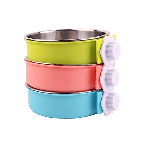 VILLFUL ステンレススチール製犬用ボウル ペット用吊り下げボウル ケージ用小屋用ボウル ペット用品 取り外し可能なボウル グリーン お手入れ簡単