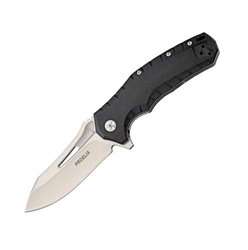 Cheapest 🛒 PROELIA 8.75" D2 Steel Stonewash Drop Point Blade Ball Bearing System Folding Knife and G10 Handle TX0w0BW