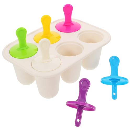 Veemoon Molde para Helados 6 Cavidades con Tapa Molde Reutilizable de Plástico Blanco para Hacer Polos y Postres Caseros Bandeja para Helados DIY para Congelador Doméstico