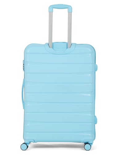 Image of Teakwood MA Trolley Bag, Hard with Zipper Closure, Adjustable Push Button & Cross Side Strap, Number Lock System 360 Degree (Large, Sky Blue)