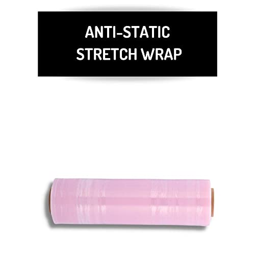 Packagingsuppliesbymail ZHA1880ASCT-1 Psbm Anti-Static Stretch Wrap, 4 Pack, 18 Inch X 1500 Feet, 80 Gauge, Pink, Down Gauge Large Plastic Cling Film thumb #2